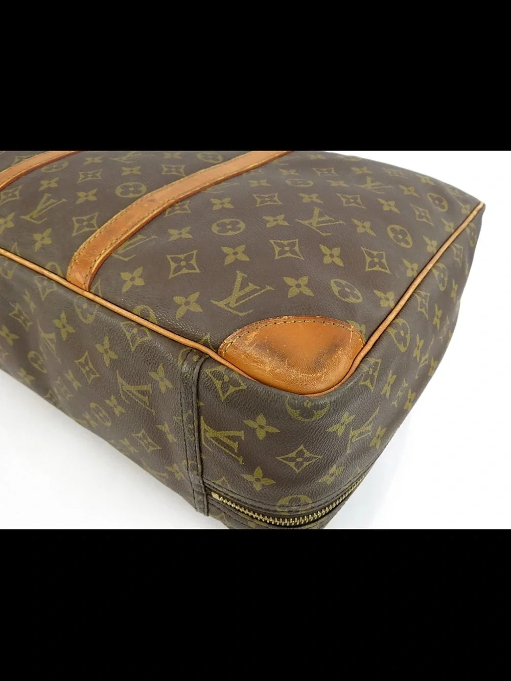 Louis Vuitton Brown Monogram Canvas Briefcase with Tan Trim